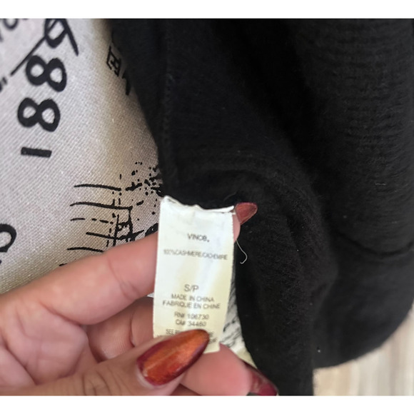 Vince Women’s 100% Cashmere Open Front Drape Cardigan Sweater Black Sz S Luxury - Picture 5 of 6